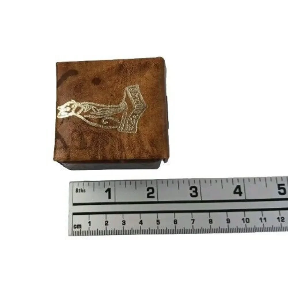 Egyptian Camel Leather Trinket Pill Jewelry Box Pharaoh Brown Cat Bastet 2.5